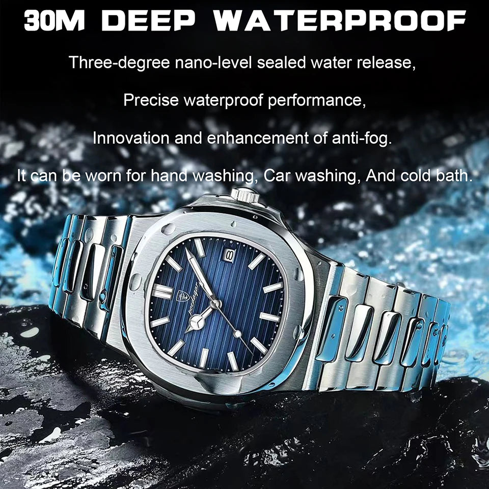 POEDAGAR Luxury Watch Business Waterproof Male Clock Luminous