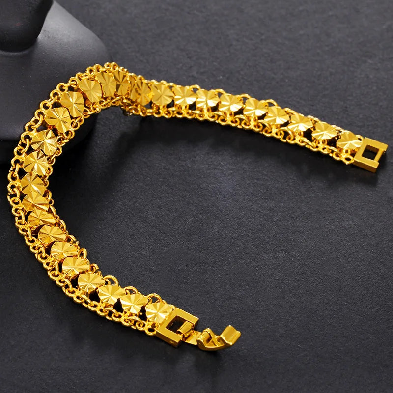 925 Silver 24k Gold Plated Women's Bracelet 18cm - 19cm Chain Bracelet Fine Jewelry