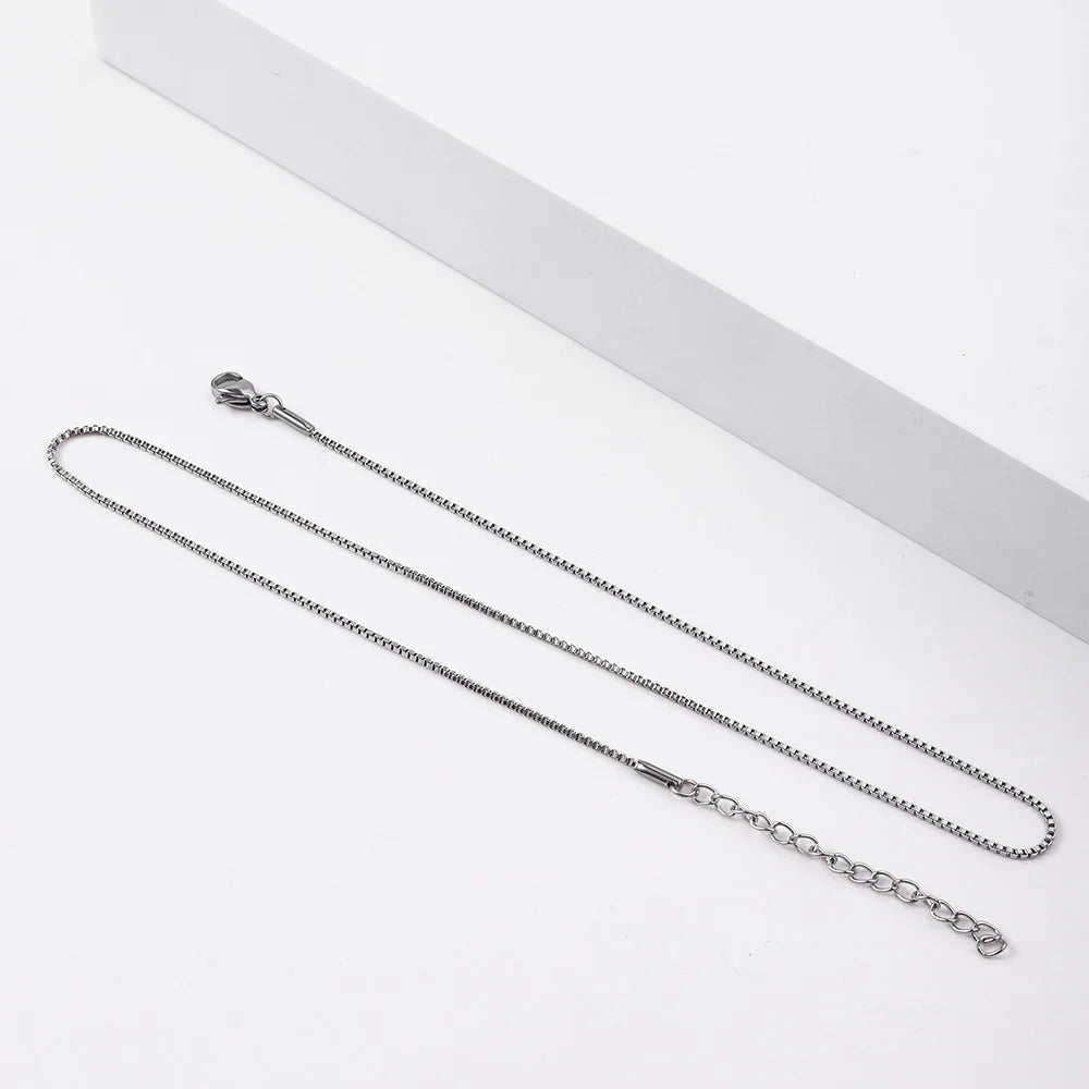 Stainless Steel Box Chain Necklace Gold Color Titanium Steel Men Necklace Fashion Women Jewelry Trend Accessories