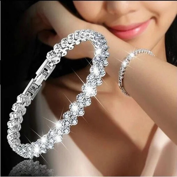 Luxury Love Braided Leaf Bracelet Charm Crystal for Women