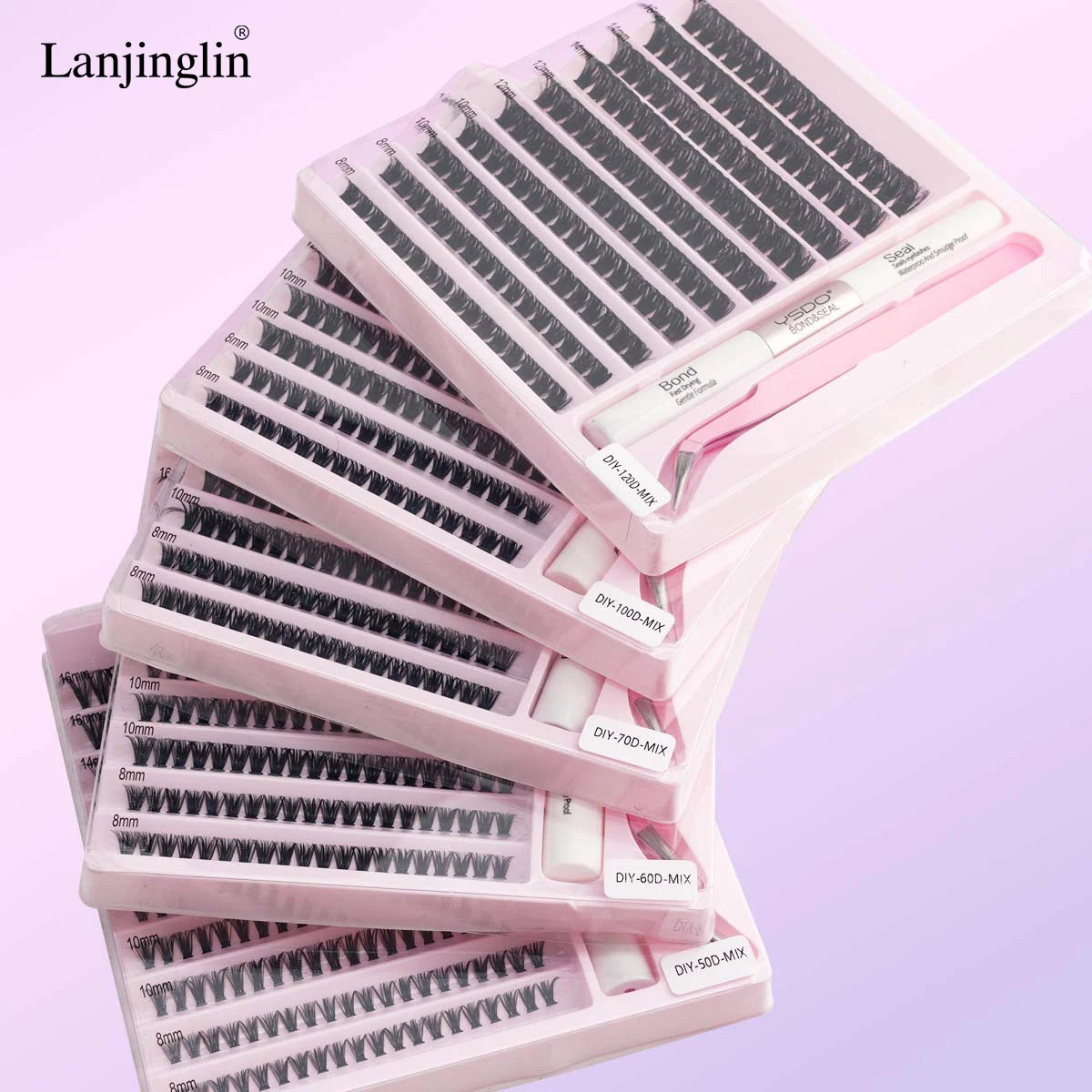 10Rows Individual Lashes Kit Natural Long DIY Cluster Eyelashes with Lash Bond and Seal Extension Kit