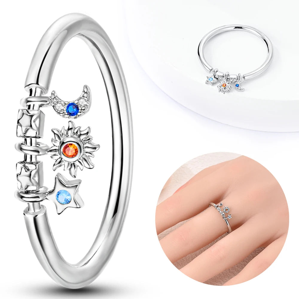 New 925 Sterling Silver Rings Heart Daisy Flower for Women