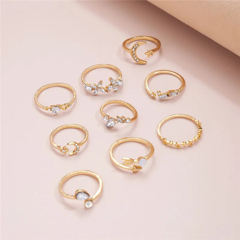 Modyle Boho Gold Color Heart Rings