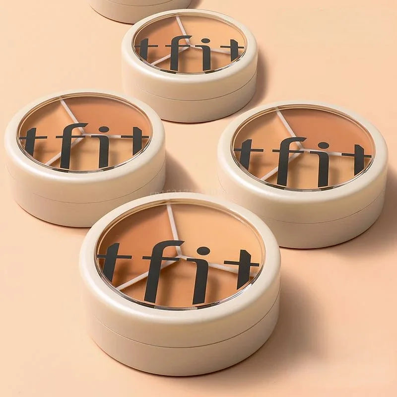 3colors Concealer Palette with Puff Conceal Cream Texture Cover Dark Circle Correcting Acne Marks