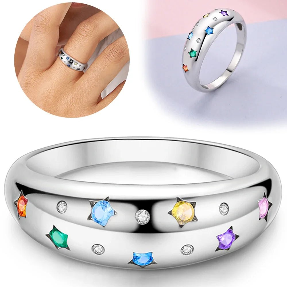 New 925 Sterling Silver Rings Heart Daisy Flower for Women