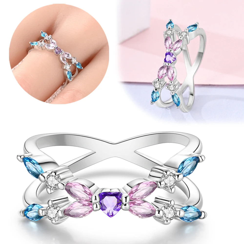 New 925 Sterling Silver Rings Heart Daisy Flower for Women