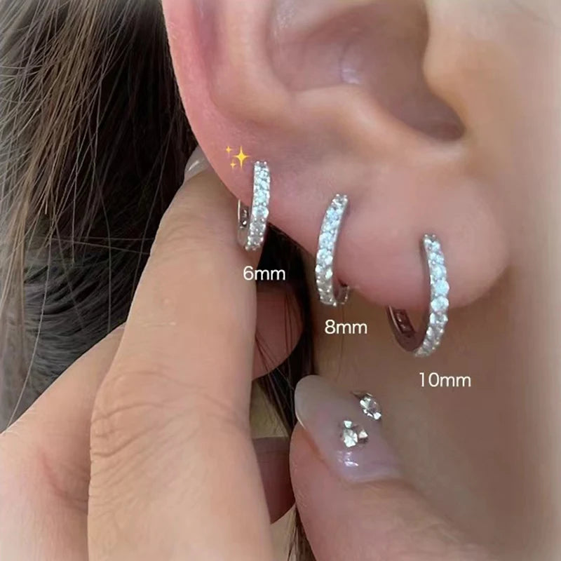 925 Sterling Silver Round Zirconia Earrings