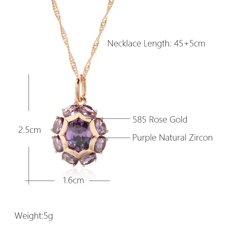 Unusual Sparkling Oval Purple Zircon Necklace for Women