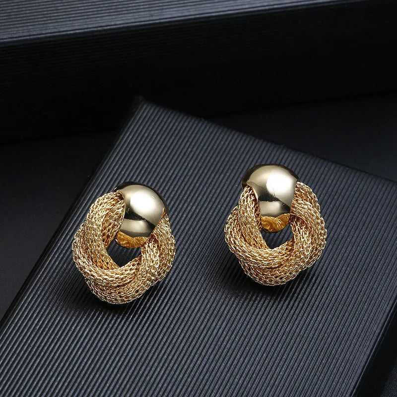 Vintage Metallic Twisted Weaving Round Circle Dangle Earrings 2024 Drop Earrings for Woman Jewelry