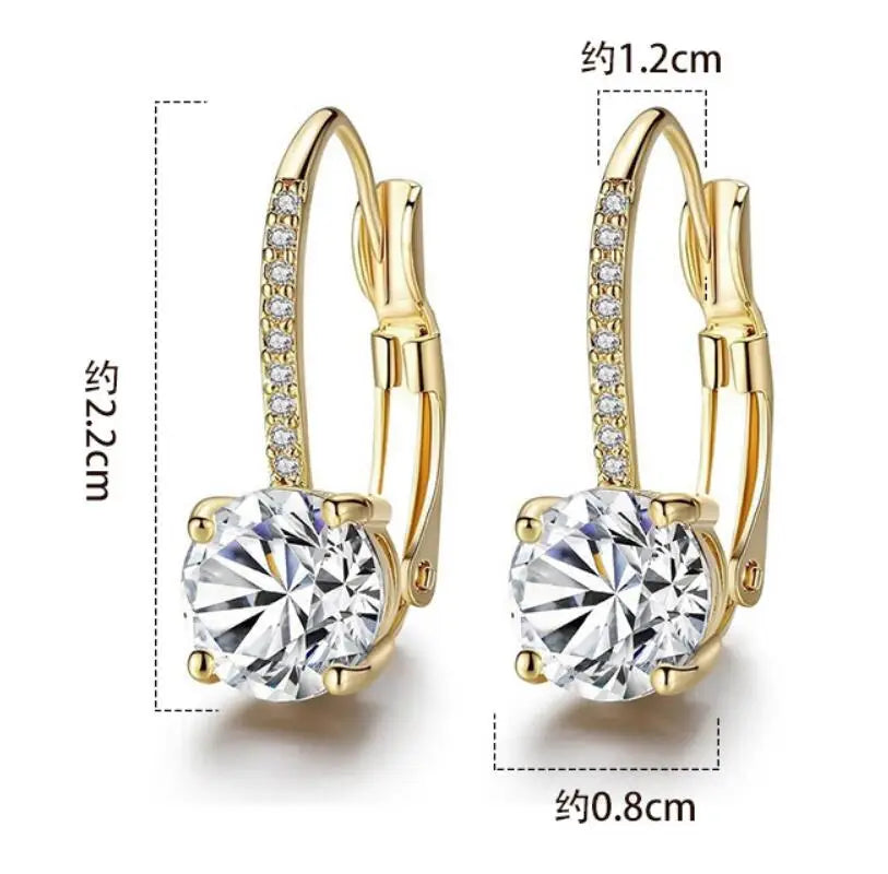 14K Gold Plated Earrings for Women Lever Back Moissanite Earring Drop Girls Jewelry