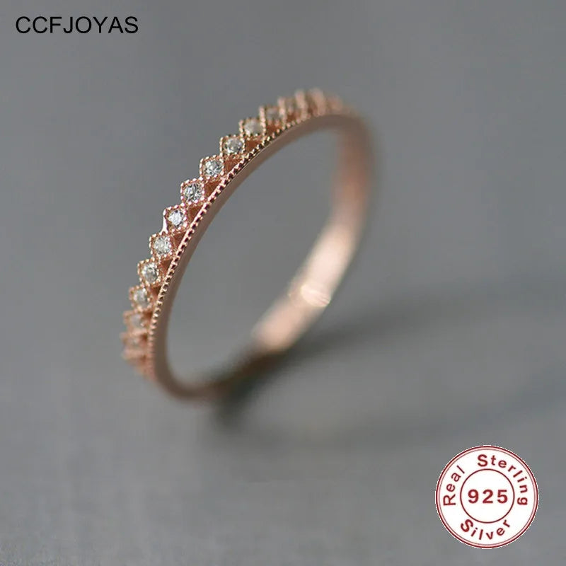 High Quality 925 Sterling Silver Crown Rings for Women Rose Gold/Silver