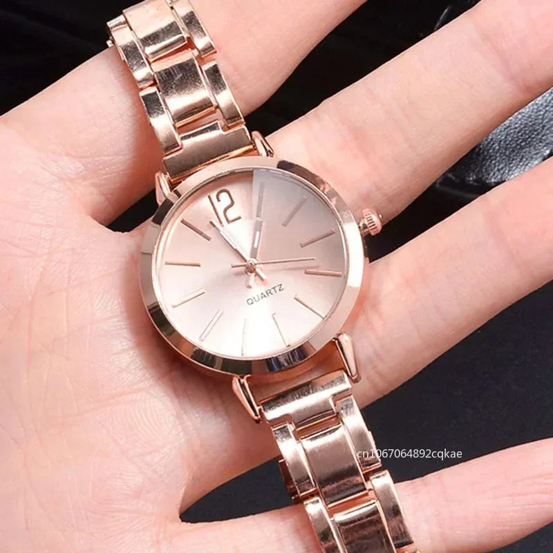 Watch Bracelet 2pcs Set Luxury Women Simple Dial Ladies Watches