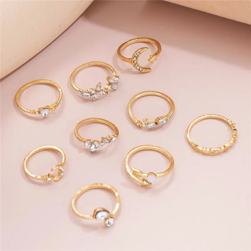 Modyle Boho Gold Color Heart Rings