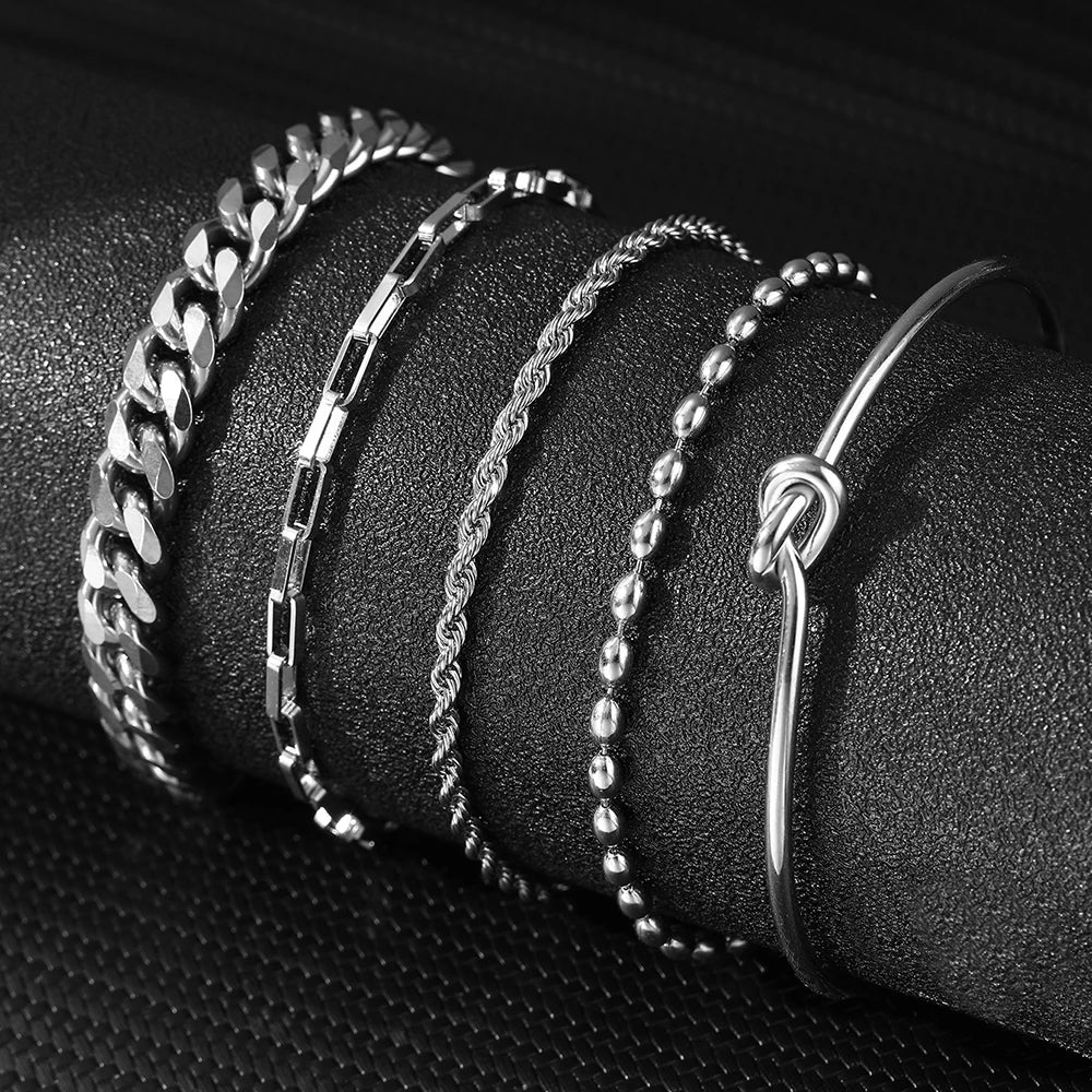 Stainless Steel Bracelets Set Fashionable Atmosphere Chain Gorgeous Bracelets Set For Women