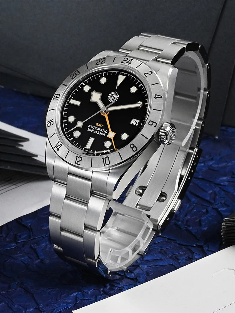 Automatic Mechanical NH34 Stainless Steel Sport Watch Sapphire Luminous Waterproof