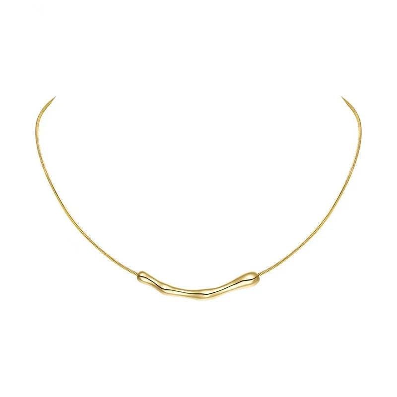 European and American Fashion Simple Stainless steel Gold Color Necklaces