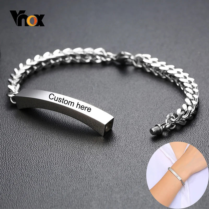 Vnox Customize Name Cremation Memorial Urn Bracelet