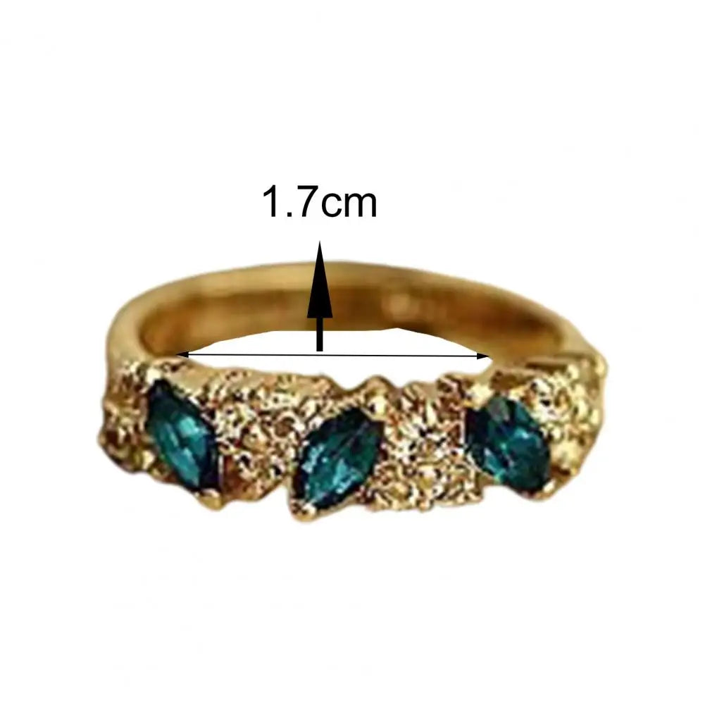 Wedding Band Electroplating Charming All-Match Faux Green Gem Finger Ring   Women Ring  Jewelry Accessory