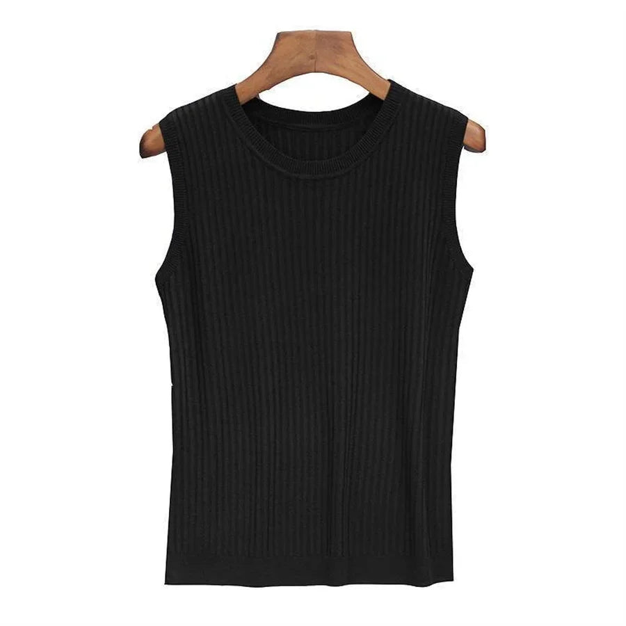 Summer Sleeveless Blouse Women O-neck Knitted Blouse Shirt Women Clothes