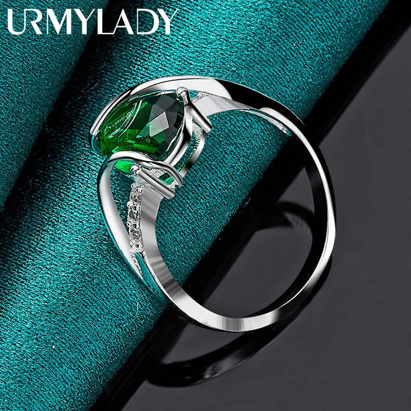 URMYLADY 925 Sterling Silver Water Drop Turquoise Ring For Women Wedding Charm Engagement Fashion Jewelry