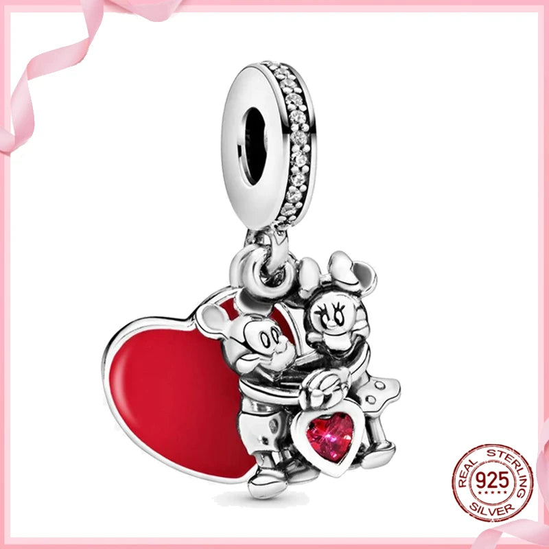 DISNEY HEROCROSS Alliance Mickey Mouse Minnie Plata De Ley 925 Silver Charms Beads Fit Pandora 925 Bracelets Jewelry DIY Gifts