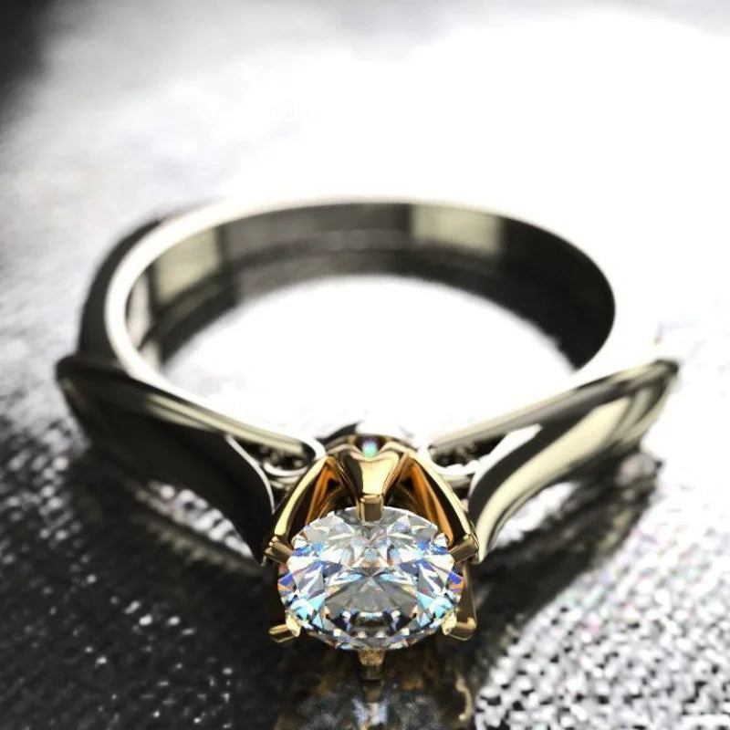 1 Carat Classic Six Claw Moissanite K Gold Engagement Rings For Women