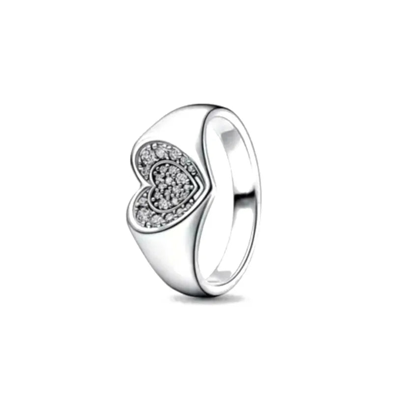 925 Sterling Silver Heart Rings For Women