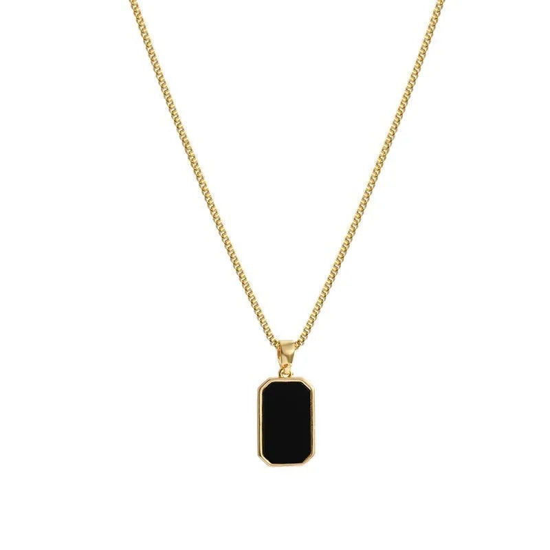 Korean Black Geometric Pendant Necklace for Women