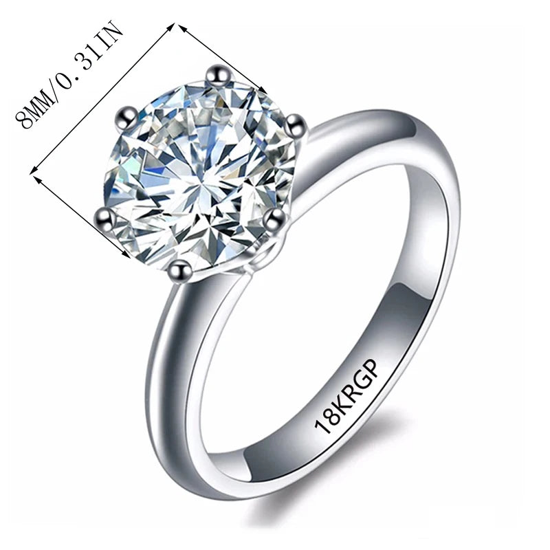 Never Fade Luxury Classic 18K White Gold Color Ring