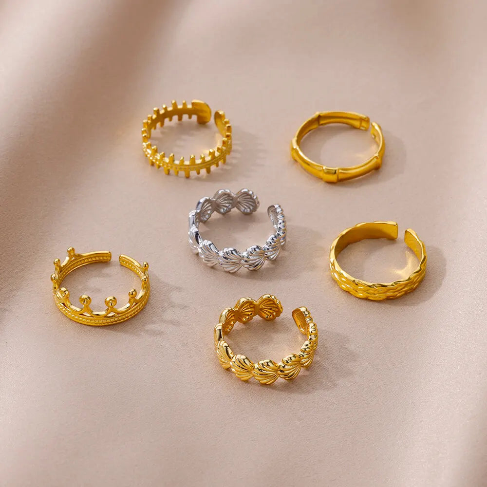 Gold Color Stainless Steel Shell Ring