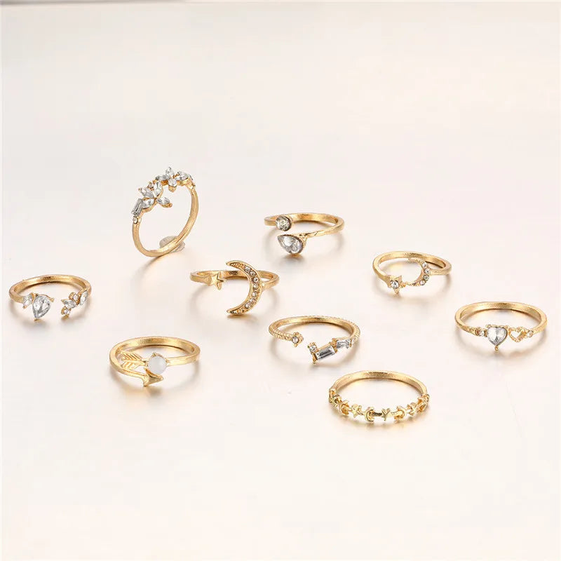 Modyle Boho Gold Color Heart Rings