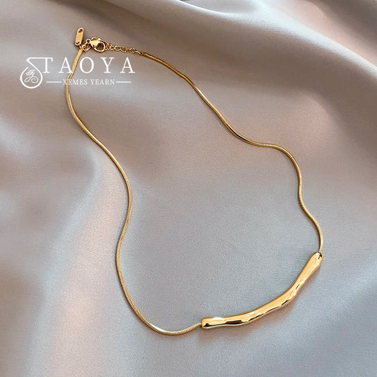 European and American Fashion Simple Stainless steel Gold Color Necklaces