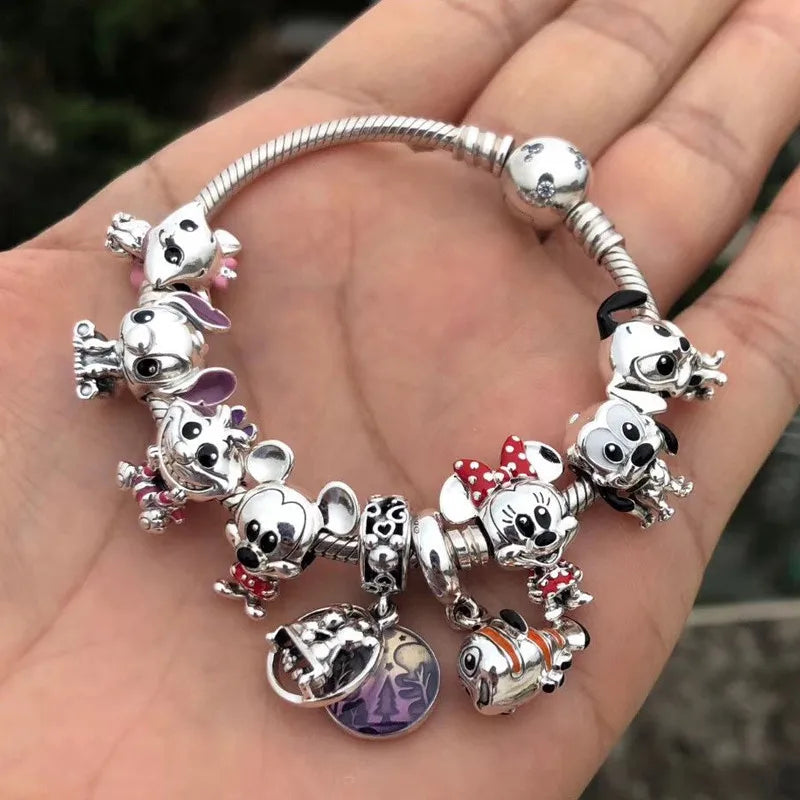 DISNEY HEROCROSS Alliance Mickey Mouse Minnie Plata De Ley 925 Silver Charms Beads Fit Pandora 925 Bracelets Jewelry DIY Gifts