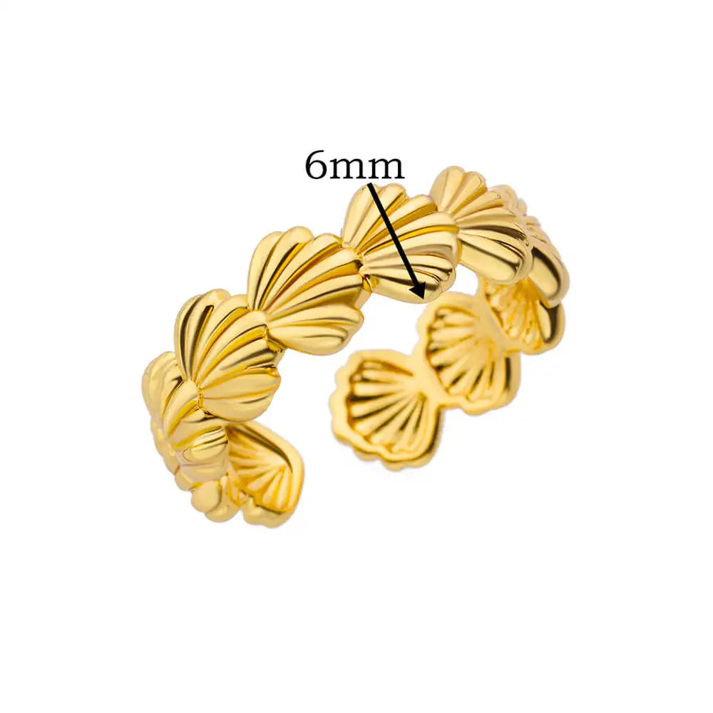 Gold Color Stainless Steel Shell Ring