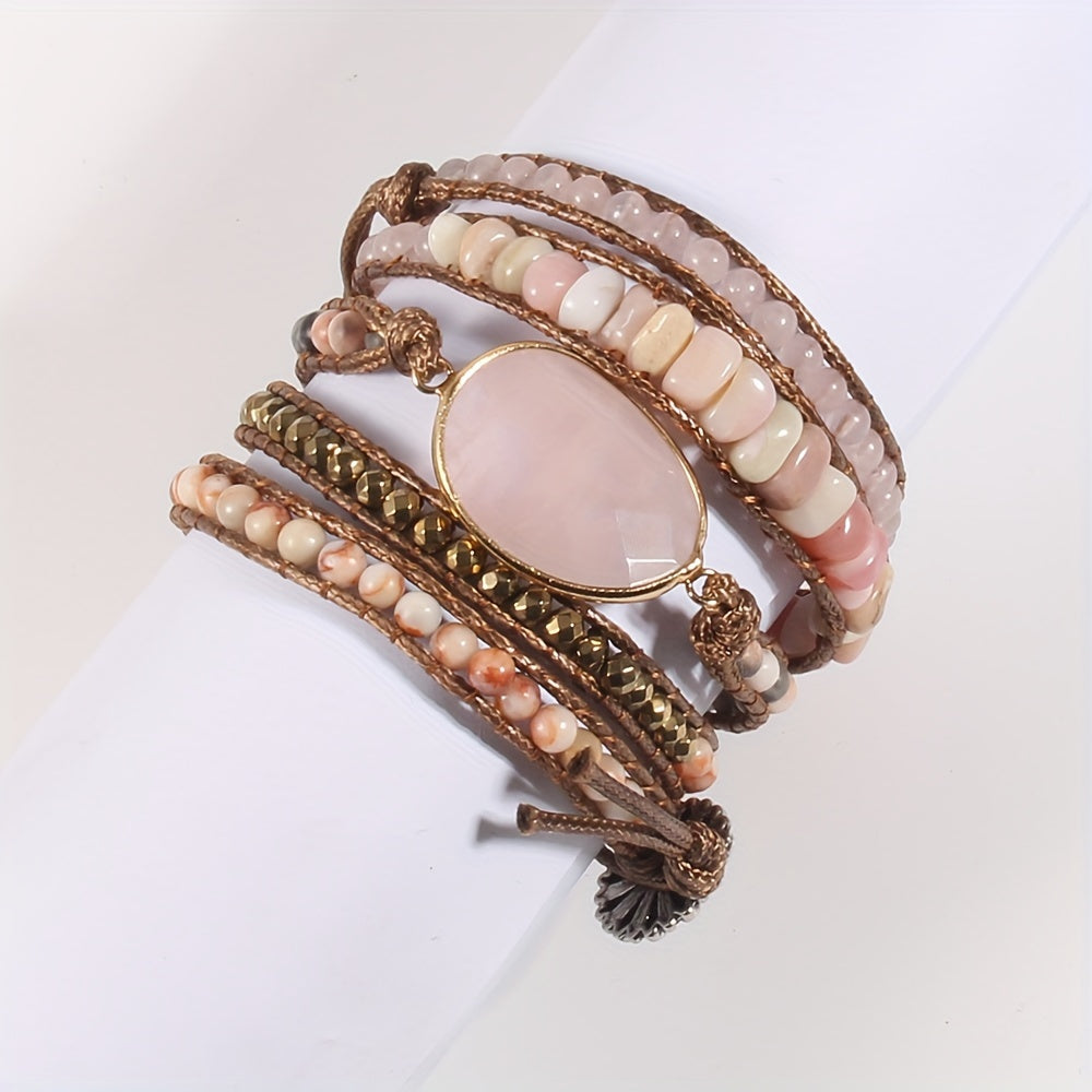 Boho Style Natural Stone Wrap Bracelet Multi Layers