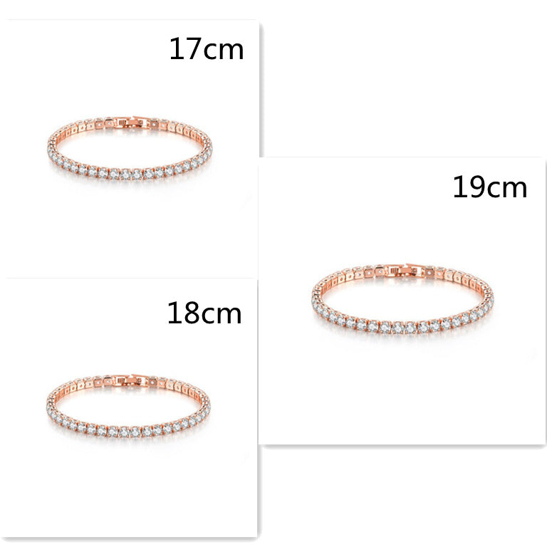 Zircon Bracelet Single Row 4mm Round