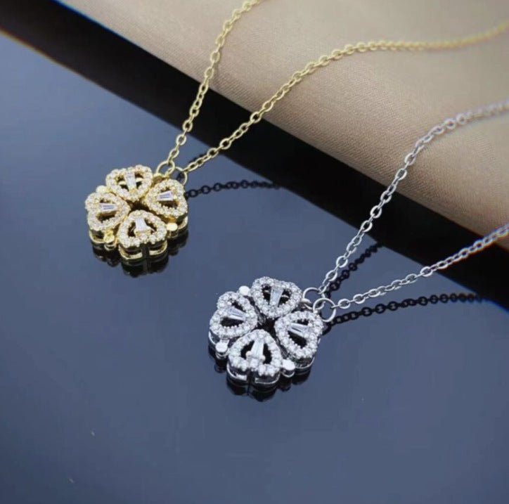 Retro Magnetic Folding Heart Shaped Necklace